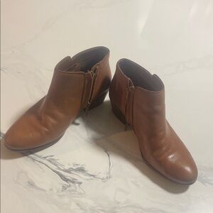 Classic Brown Leather Women’s Ankle Boots - Zip Side